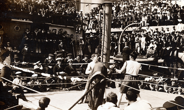 Boxing Match probably HMS Superb, c1917