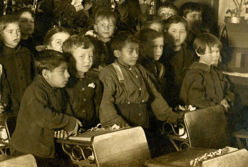 Schoolkids with Their Christmas Tree (Kids on Right)