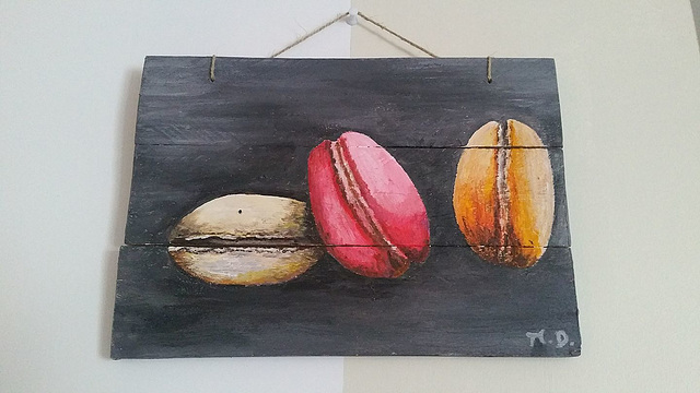 les macarons sur bois