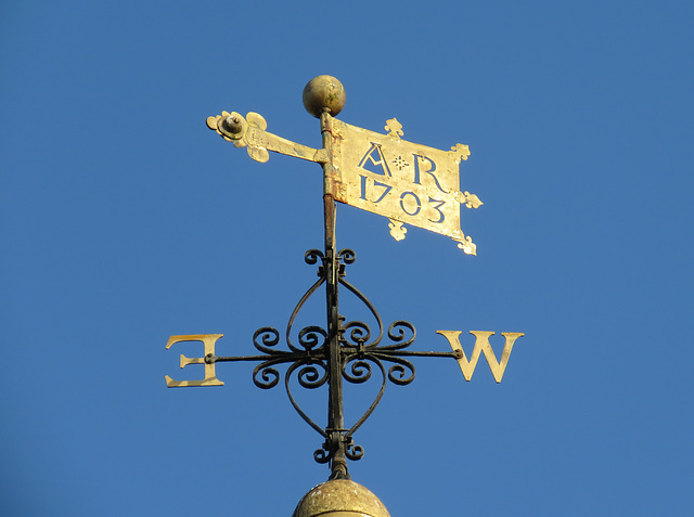 rye church, sussex (7)c18 wind vane dated "a r 1703" perhaps for queen anne
