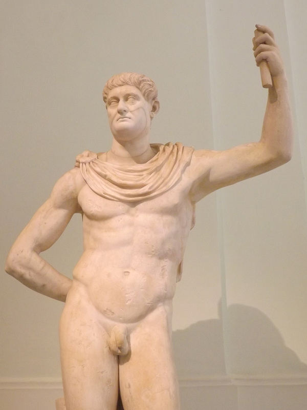 Detail of an Unidentified Portrait with an Idealized Body of the Meleager-Type in the Naples Archaeological Museum, July 2012