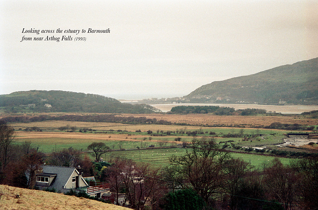 Looking across the Estuary to Barmouth from near Arthog Falls (Scan from 1993)