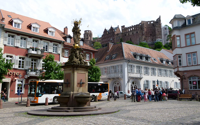 Kornmarkt-Blick zum Schloss Heidelberg