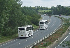 DSCF9092 J & D Eurotravel coaches on the A11 at Red Lodge, Suffolk - 5 Aug 2017