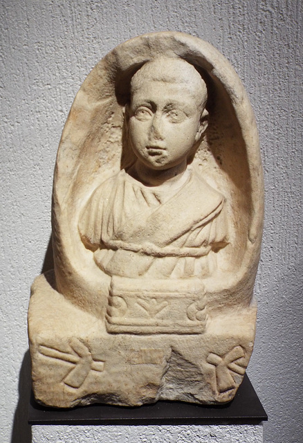 Altar with Bust of a Child in the Lugdunum Gallo-Roman Museum, October 2022