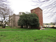teignmouth st james church, devon, c19 by w.e.rolfe and a. patey , c13 tower  1268 and part of  town walls