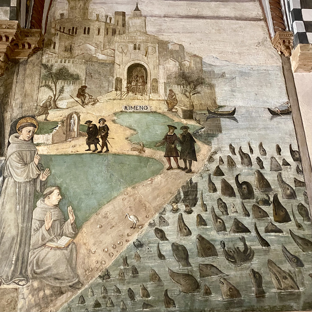 Padua 2021 – Basilica of Saint Anthony of Padua – Saint Anthony’s miracles: Saint Anthony preaches to the ﬁshes