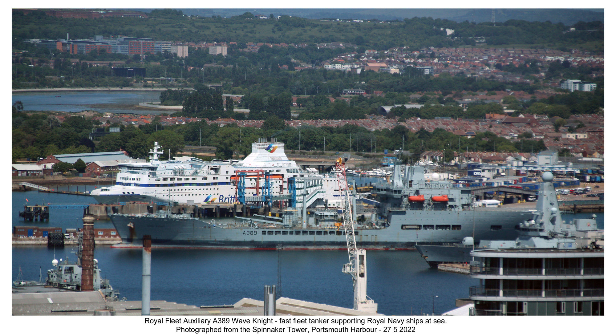 RFA A389 Wave Knight Portsmouth from Spinnaker Tower 27 5 2022