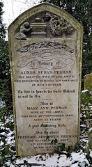 c19 gravestone of agnes susan pesman +1857 at abney park cemetery