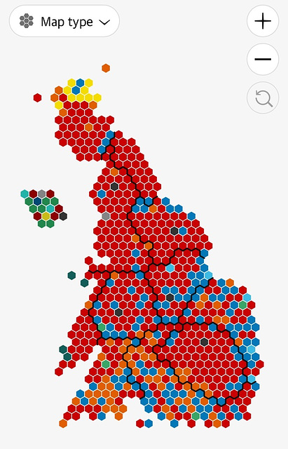 GE2024 - cartogram, 2024 election results