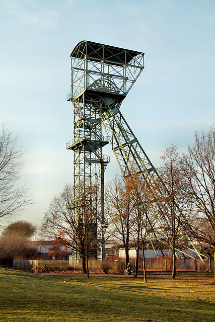 Zeche Friedrich Thyssen 1/6, Fördergerüst des ehem. Schachtes 6 (Duisburg-Hamborn) / 17.02.2018