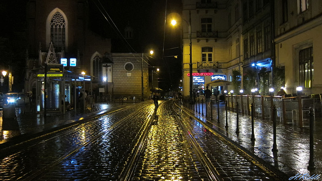 A wet night in Krakow