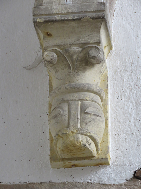 rye church, sussex (55)recut corbel in the c12 north transept