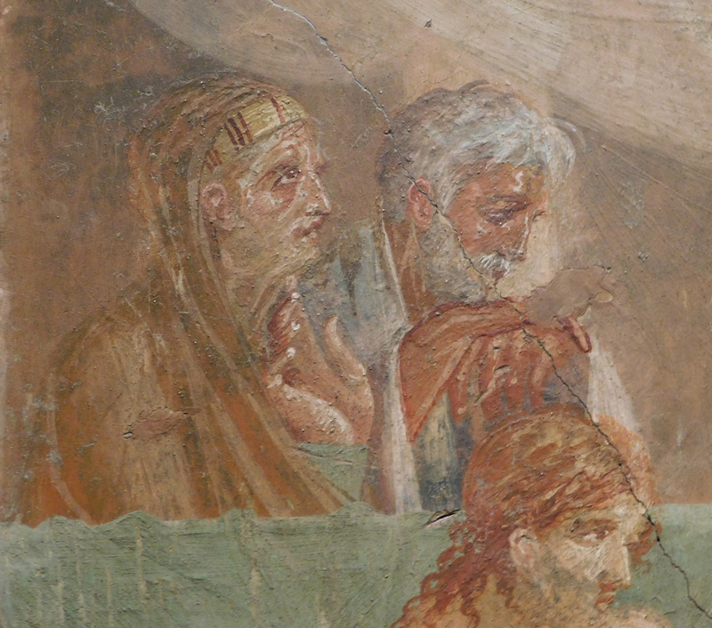 Detail of the Fresco with Admetus and Alcestis from the House of the Tragic Poet in Pompeii, ISAW May 2022