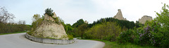 Bulgaria, Curved Road among the Melnik Sandstone Pyramids