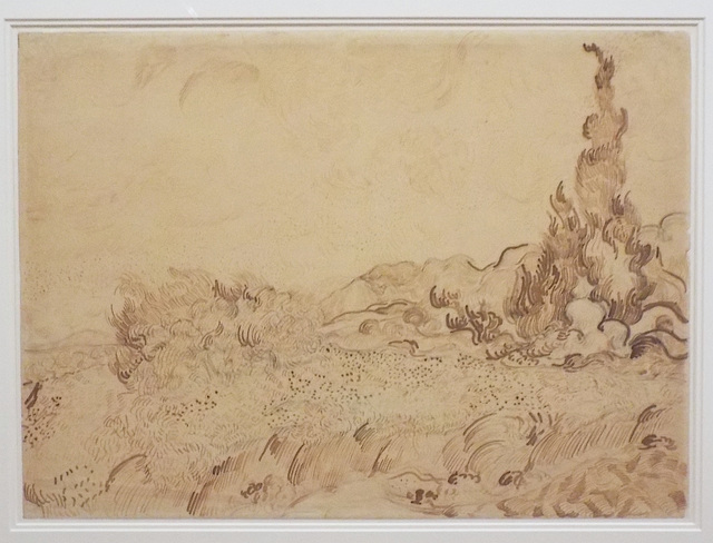 Wheatfield and Cypresses Drawing by Van Gogh in the Metropolitan Museum of Art, July 2023