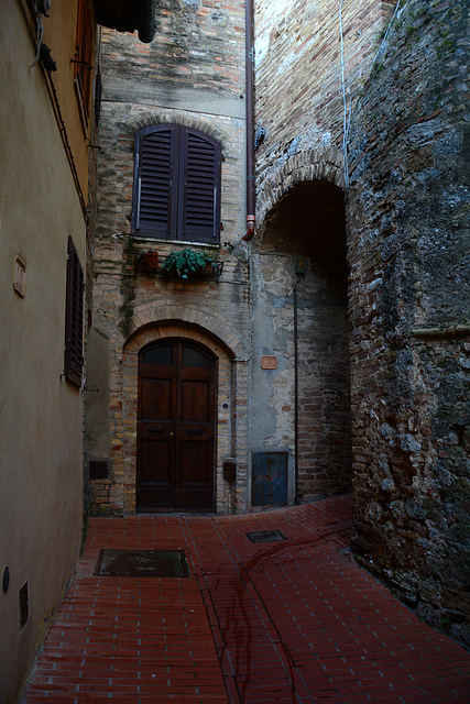 Italy, In the Maze of Medieval Streets of San Gimignano