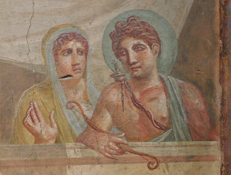 Detail of the Fresco with Admetus and Alcestis from the House of the Tragic Poet in Pompeii, ISAW May 2022