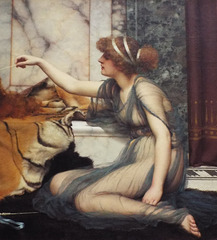 Detail of Mischief and Repose by Godward in the Getty Center, June 2016