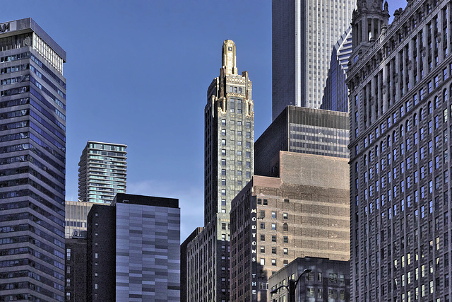 The "Champagne Bottle" – Carbide and Carbon Building, 333 North Michigan Avenue, Chicago, Illinois, United States (Seen from the Chicago River)
