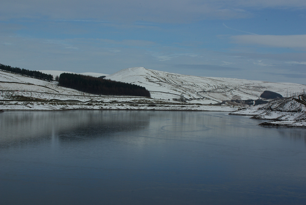 Woodhead Reservoir Frozen from the dam