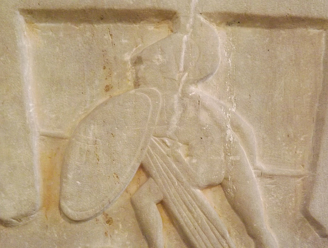 Detail of the Funerary Stele of Alkias of Phokis in the National Archaeological Museum in Athens, May 2014