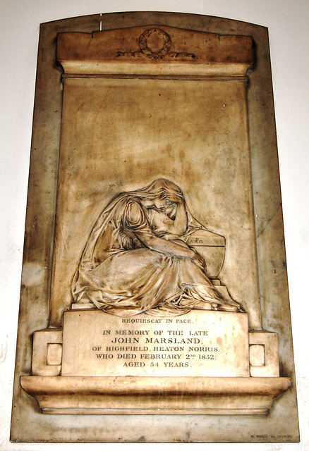 Monument to John Marsland by M Noble of London, Saint Mary's Church, Stockport