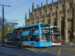 DSCF7012 Lothian Buses 432 (SA15 VTL) and 451 (SJ66 LPN) in Princes Street, Edinburgh - 5 May 2017