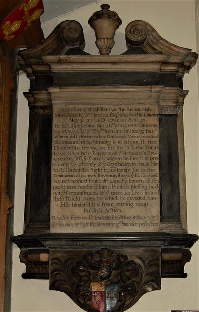 Monument to John Ardern (d1703), Saint Mary's Church, Stockport