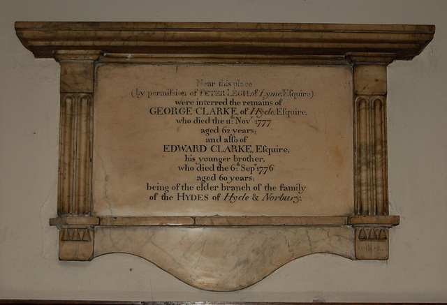 Monument to George and Edward Clarke, Saint Mary's Church, Stockport