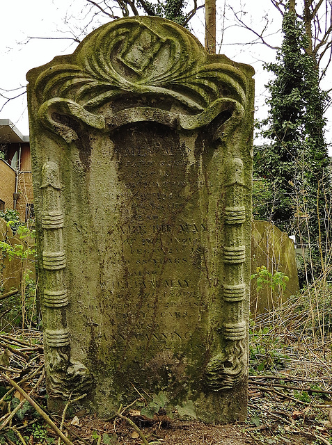 abney park cemetery, london,james may, 1854, gravestone with inverted torches