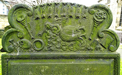 Gravestones at St Mary's Church Gateshead. Many of them are 300 years old yet the carving has survived so clearly on a majority. Only the very wealthy could afford a gravestone.