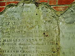 Gravestones at St Mary's Church Gateshead. Many of them are 300 years old yet the carving has survived so clearly on a majority. Only the very wealthy could afford a gravestone.