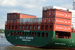 Hamburger Container auf der Elbe in Hamburg