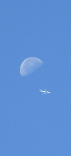 Moon and airplane