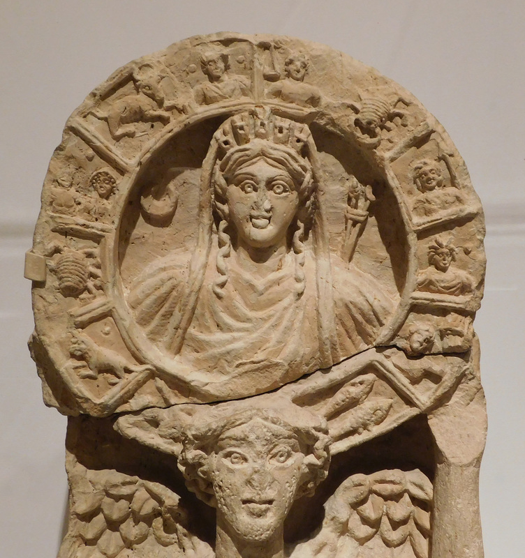 Detail of a Relief with Tyche and a Zodiac Roundel Supporting Nike in the Metropolitan Museum of Art, March 2019