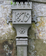 stockton church, wilts c19 cast iron hopper 1879