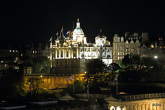 Good to see the Union Flag flying so prominently in this night view over Princes Street in Edinburgh, from The New Club