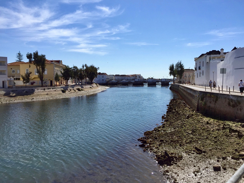 Rio Gilão looking towards Ponte Romana from the Bus Station in Tavira (2015)