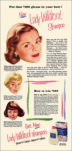 Lady Wildroot Shampoo Ad, 1952