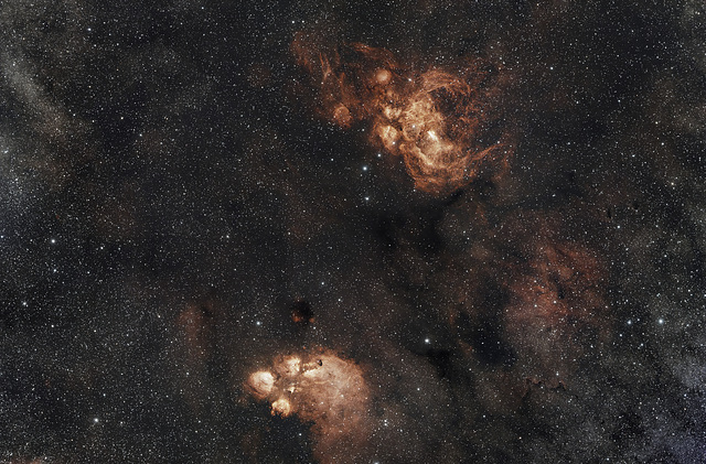 Cats Paw NGC6334  & Lobster   NGC 6357 wider field.