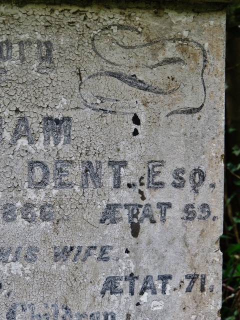 abney park cemetery, london,william nicholson dent, 1866 and family, letters and detail of paint