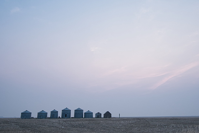 two sheds, six granaries