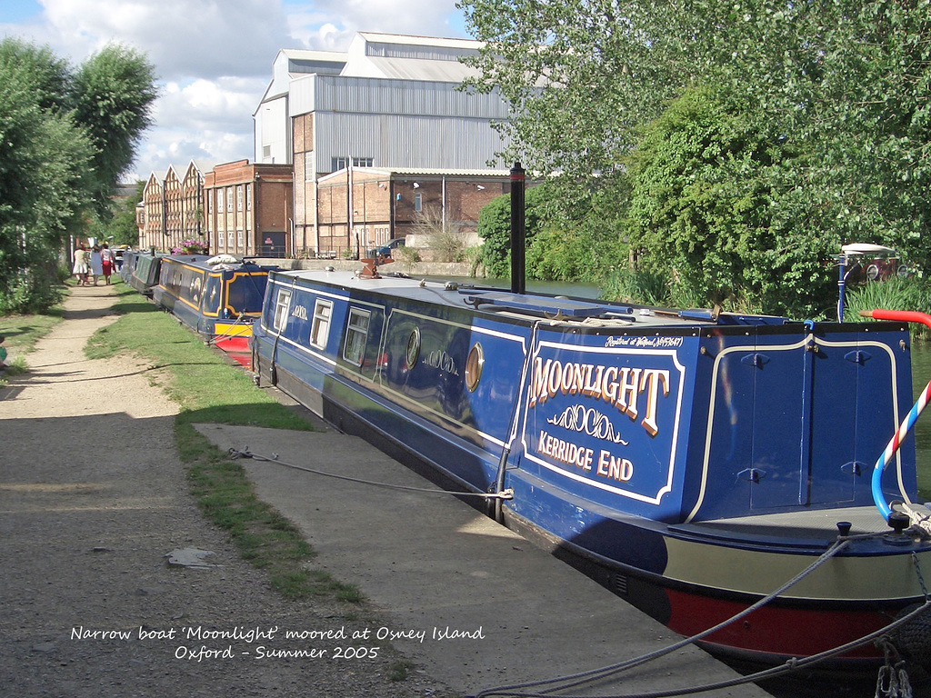 Narrow boat ‘Moonlight’ moored at Osney Island Oxford Summer 2005