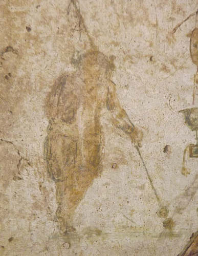 Detail of a Wall Painting from Pompeii with a Sacrifice to Dionysos in the Naples Archaeological Museum, July 2012