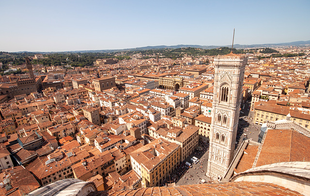 Florence and the Campanile from the roof of the Duomo