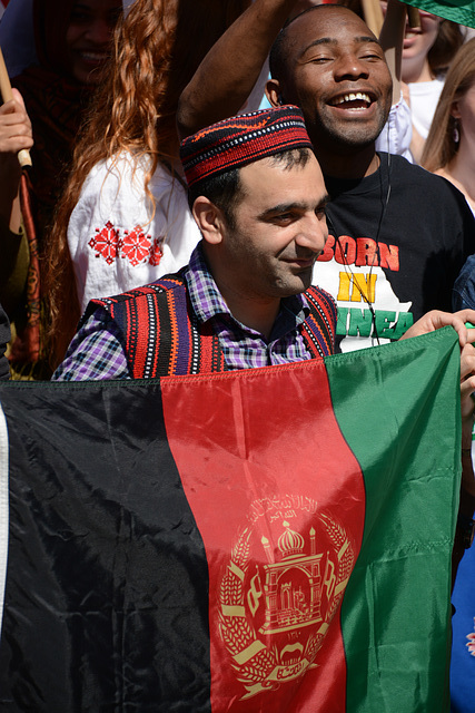 Proud of his flag