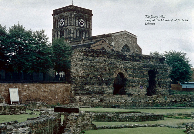 The Jewry Wall, alongside the Church of St Nicholas, Leicester (Scan from around 1970)