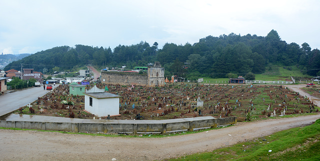 Mexico, The Village of San Juan Chamula, Cemetery and Church of San Sebastian