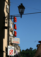 Red bar on blue sky